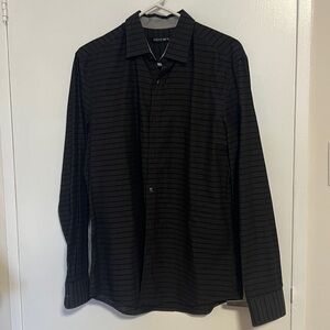 AXIST Grey and Black Striped Dress Shirt